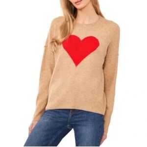 Vince Camuto Red Heart Knit Sweater Size Small